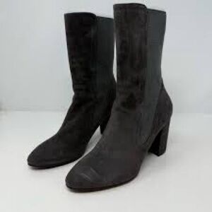 Stuart Weitzman Fifer 80 Slate Suede Stretch Booties Size 36.5 (US 6.0)